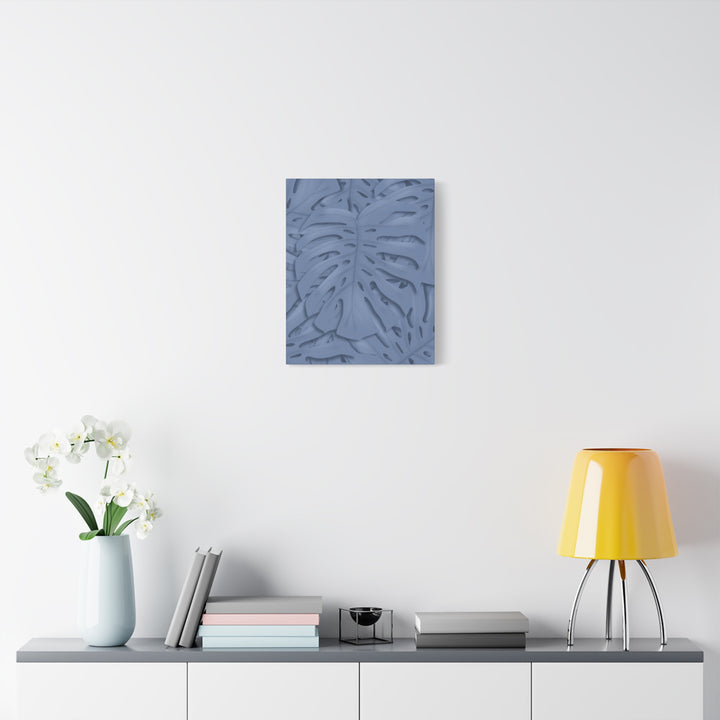 Monstera Canvas Art Blue Tropical Leaf Wall Art on Matte Cotton Canvas Print by The Potted Pixel