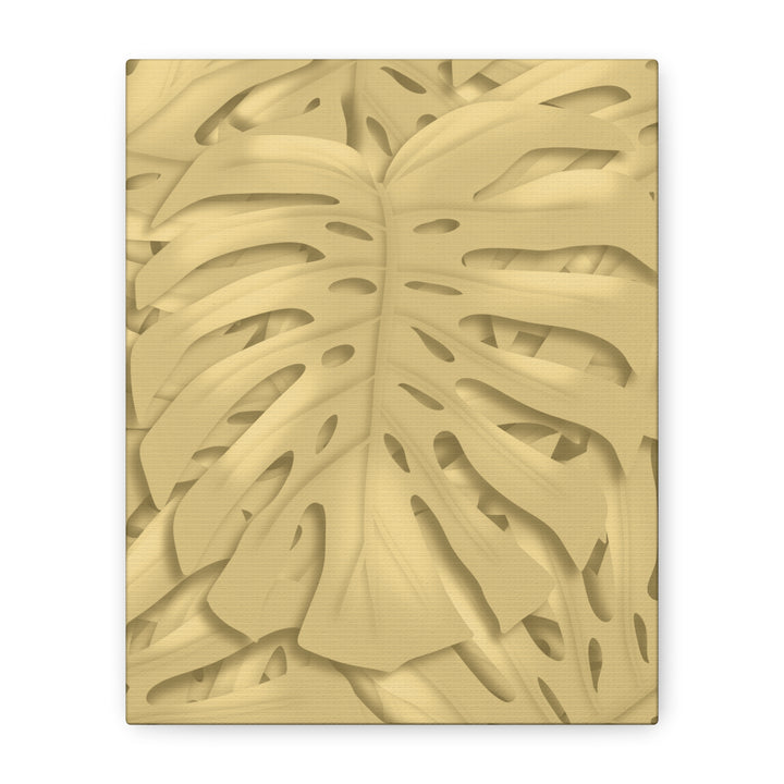 Golden Monstera Canvas Wall Art Matte Stretched 1.25 Inch Cotton Canvas Botanical Print For Living Rooms