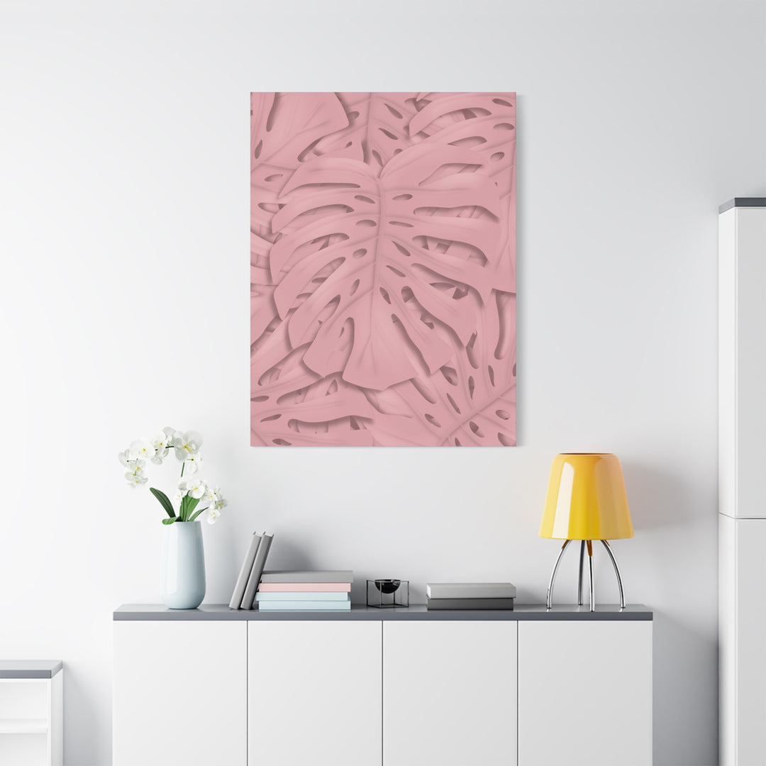 Monstera Canvas Art Soft Pink Botanical Wall Decor Matte Finish Print For Living Room