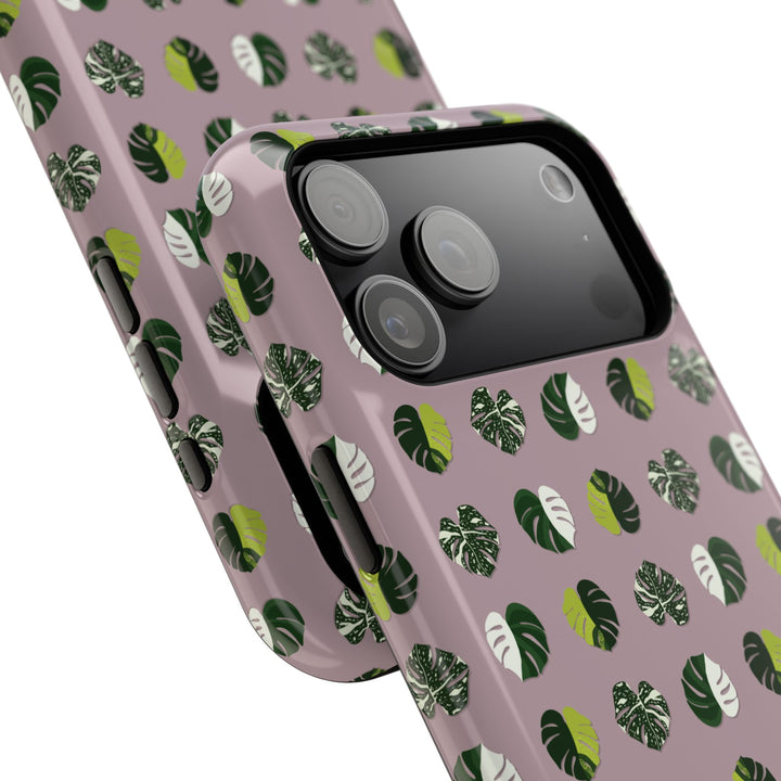 Variegated Monstera Pattern Phone Case – Dual Layer Protective Cover