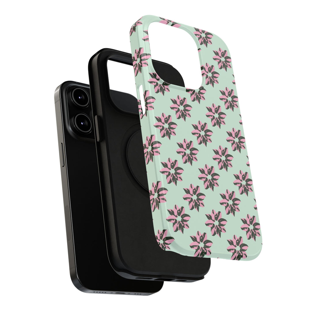 Pink Princess Philodendron Pattern Phone Case – Dual Layer Protective Cover