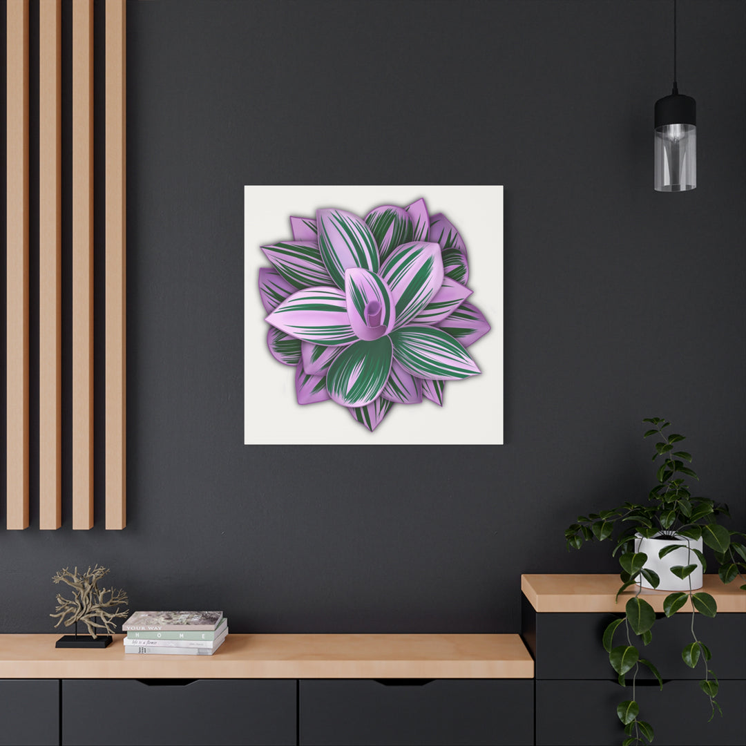 Tradescantia Nanouk Canvas Botanical Wall Art Print Pink Green Foliage On Stretched Cotton Canvas