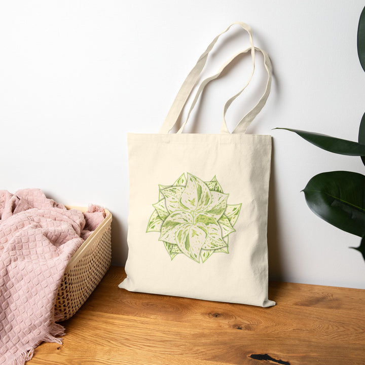 Cotton Tote Bag Snow Queen White Foliage Design Durable Canvas With 20 Inch Handles Ideal Everyday Carry