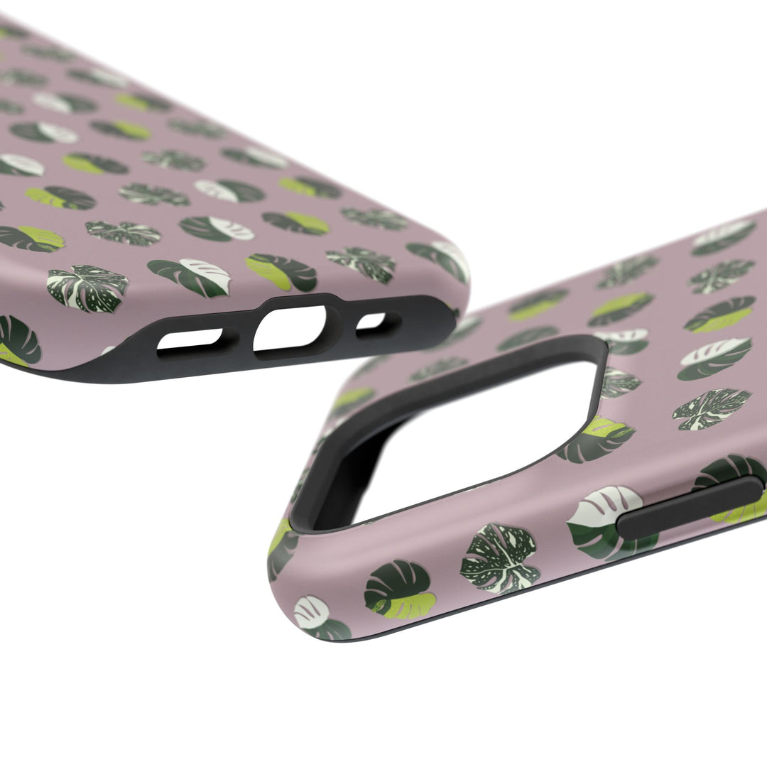 Variegated Monstera Pattern Phone Case – Dual Layer Protective Cover