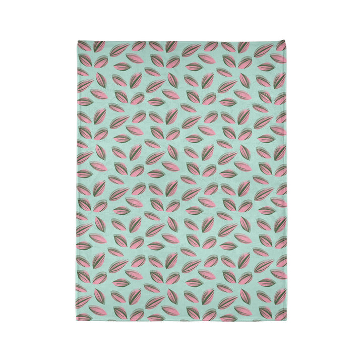Tradescantia Nanouk Pattern Cozy Fleece Throw Blanket by Printify