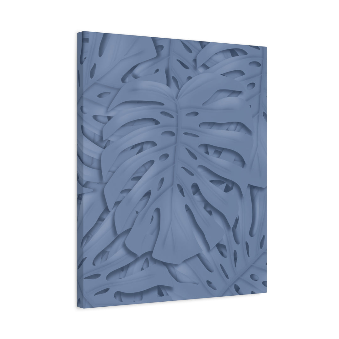 Monstera Canvas Art Blue Tropical Leaf Wall Art on Matte Cotton Canvas Print by The Potted Pixel