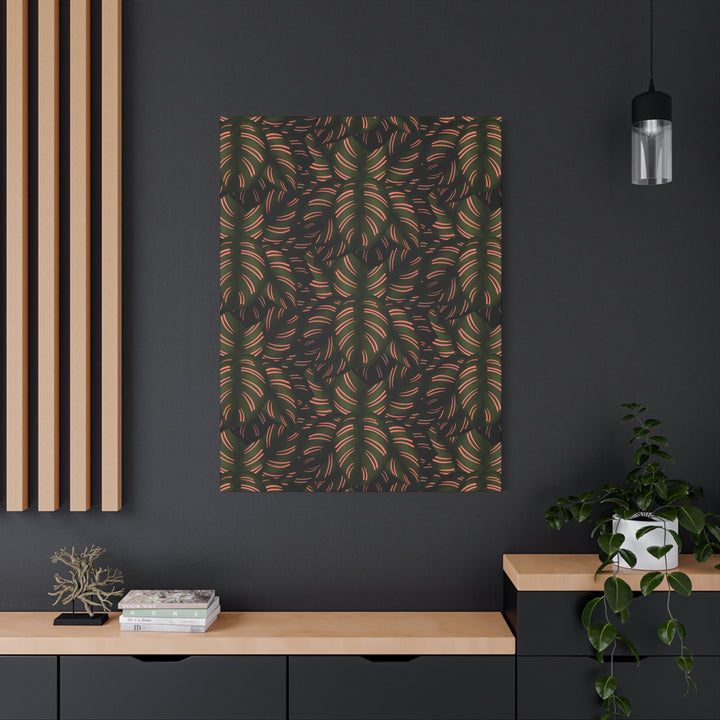 Calathea Pinstripe Canvas Print With Matte Finish Stretched Botanical Wall Art For Living Room Decor