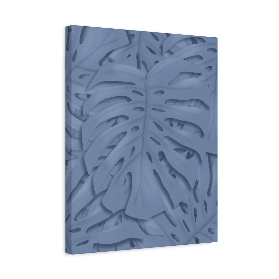 Monstera Canvas Art Blue Tropical Leaf Wall Art on Matte Cotton Canvas Print by The Potted Pixel