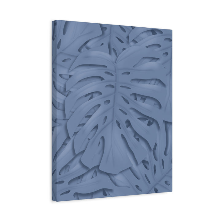 Monstera Canvas Art Blue Tropical Leaf Wall Art on Matte Cotton Canvas Print by The Potted Pixel