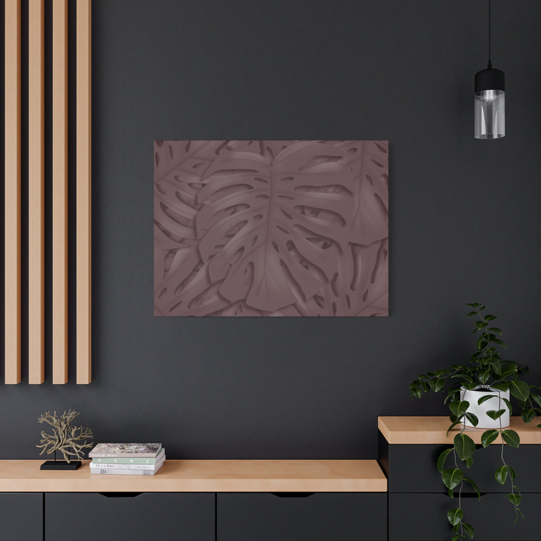 Merlot Monstera Canvas Art Stretched Matte Wall Print Botanical Plant Wall Decor For Living Room Bedroom