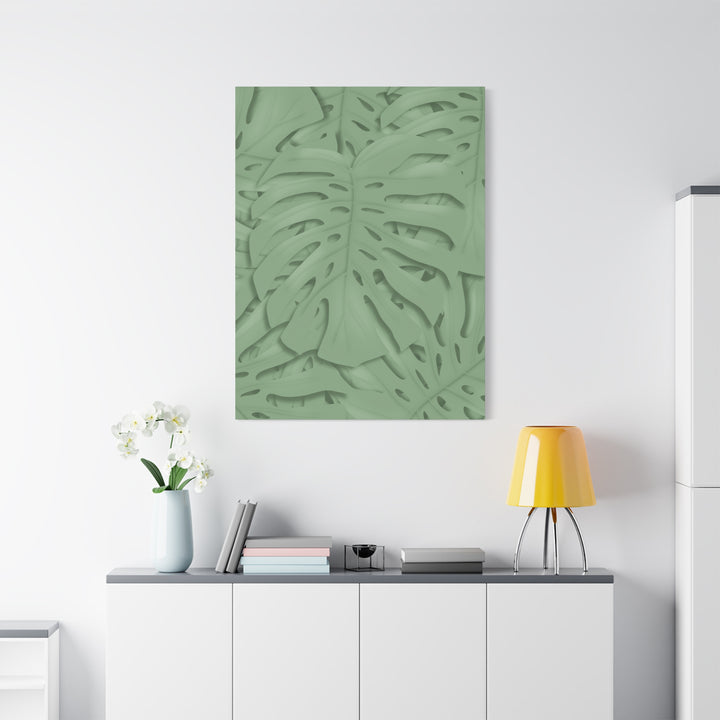Monstera Canvas Art The Potted Pixel 24x36 Inches Matte Finish Wall Decor Botanical Green Leaf Print