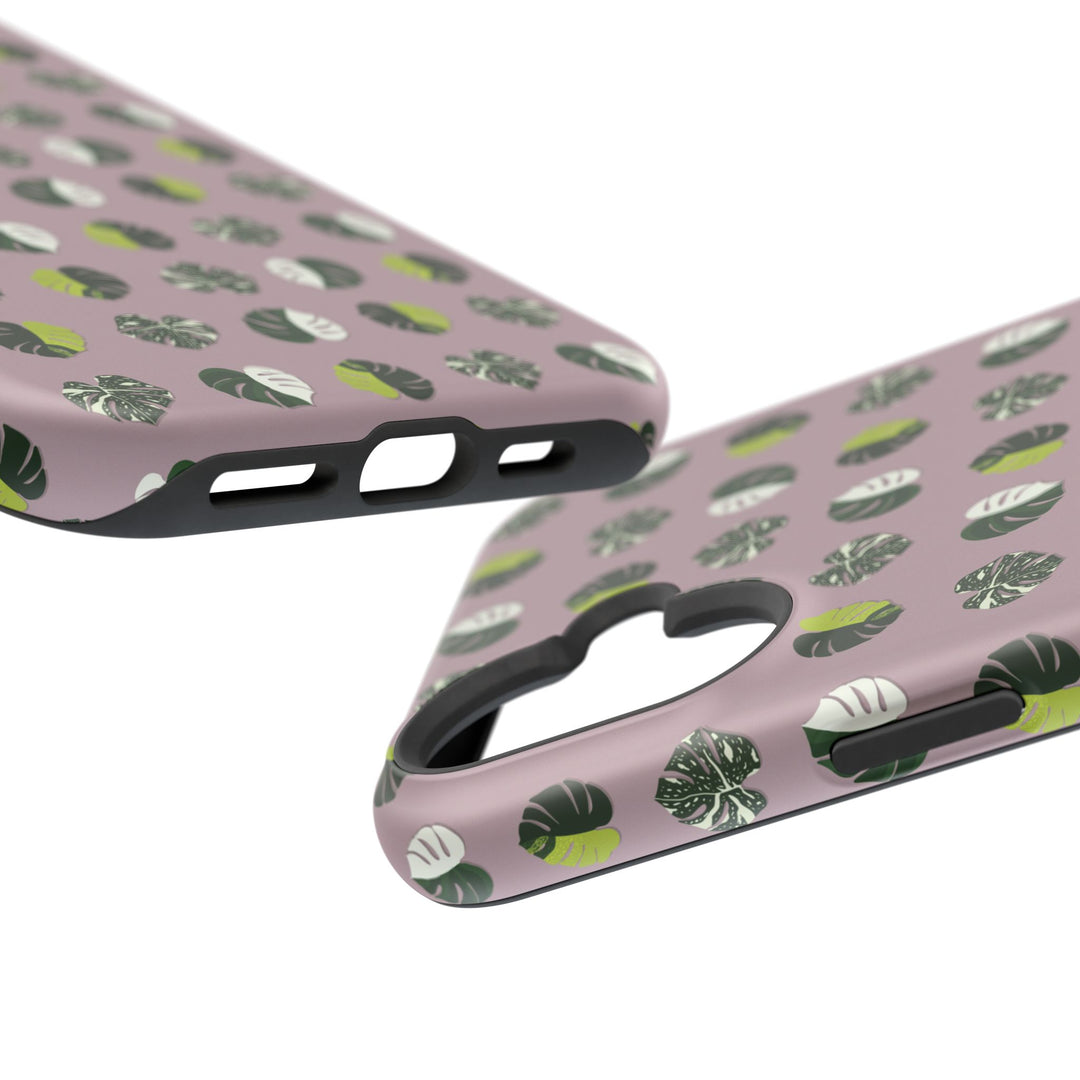 Variegated Monstera Pattern Phone Case – Dual Layer Protective Cover