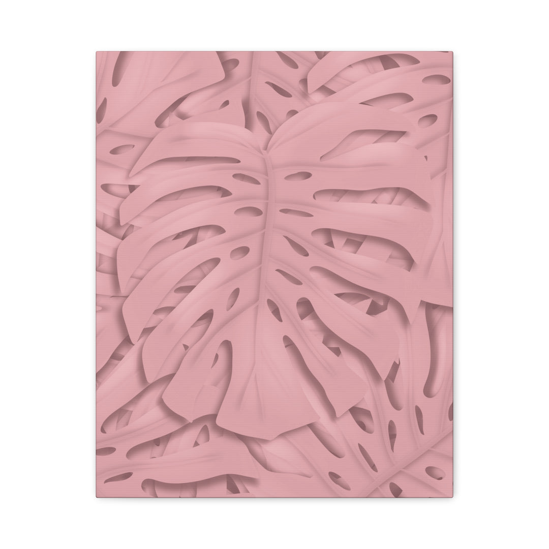 Monstera Canvas Art Soft Pink Botanical Wall Decor Matte Finish Print For Living Room