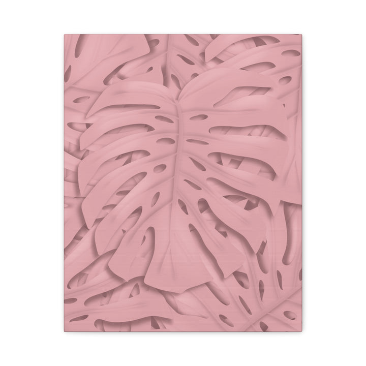 Monstera Canvas Art Soft Pink Botanical Wall Decor Matte Finish Print For Living Room
