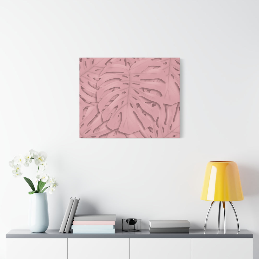 Monstera Canvas Art Soft Pink Botanical Wall Decor Matte Finish Print For Living Room