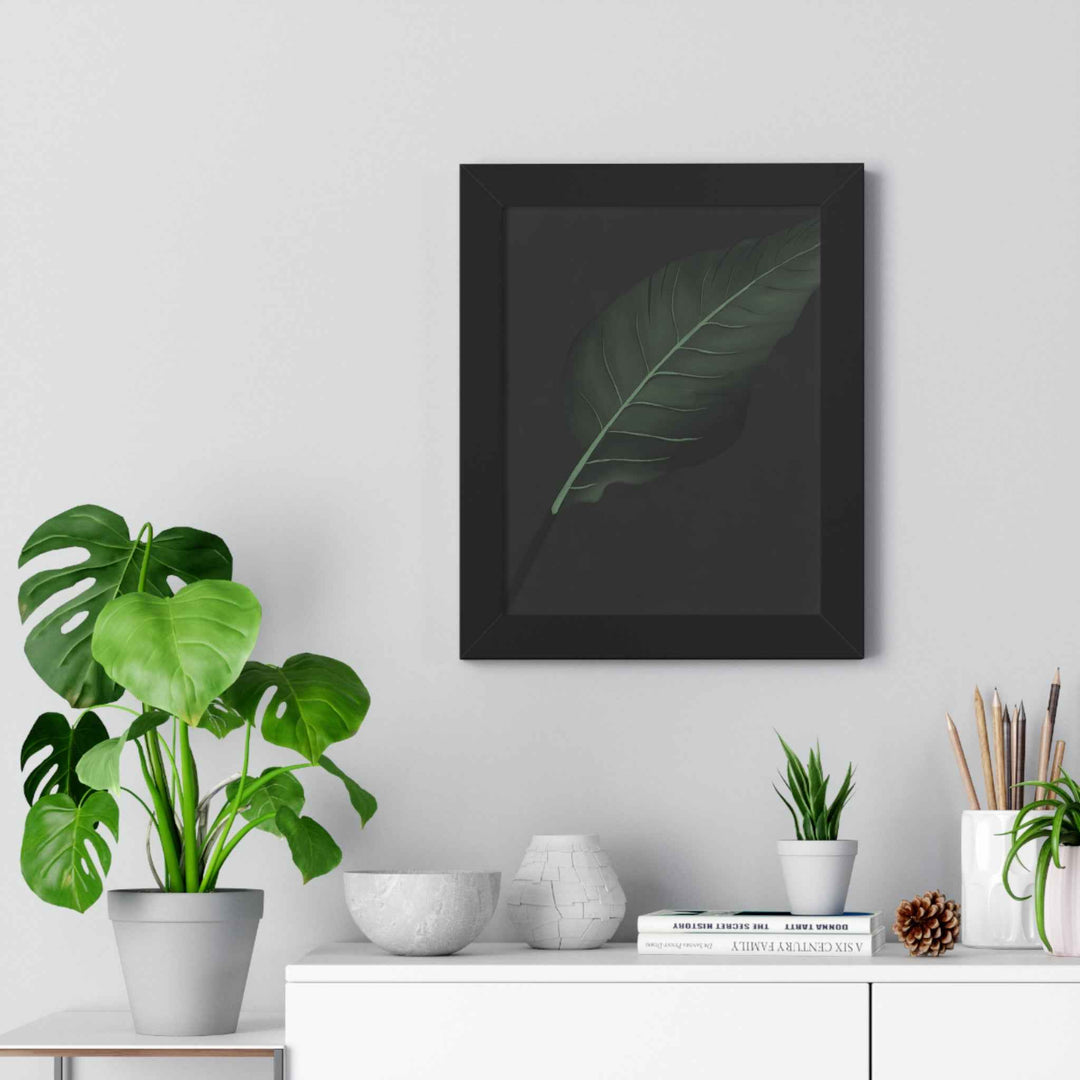 Bird Of Paradise Leaf Framed Poster Vertical Minimal Dark Green Wall Art