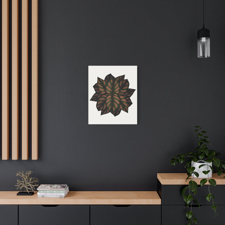Calathea Pinstripe Canvas Botanical Wall Art Print On Stretched Cotton Canvas For Living Room Decor