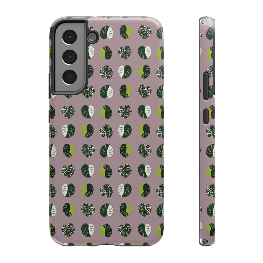 Variegated Monstera Pattern Phone Case – Dual Layer Protective Cover