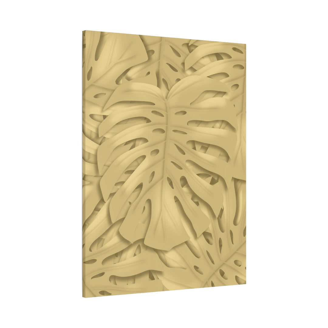 Golden Monstera Canvas Wall Art Matte Stretched 1.25 Inch Cotton Canvas Botanical Print For Living Rooms