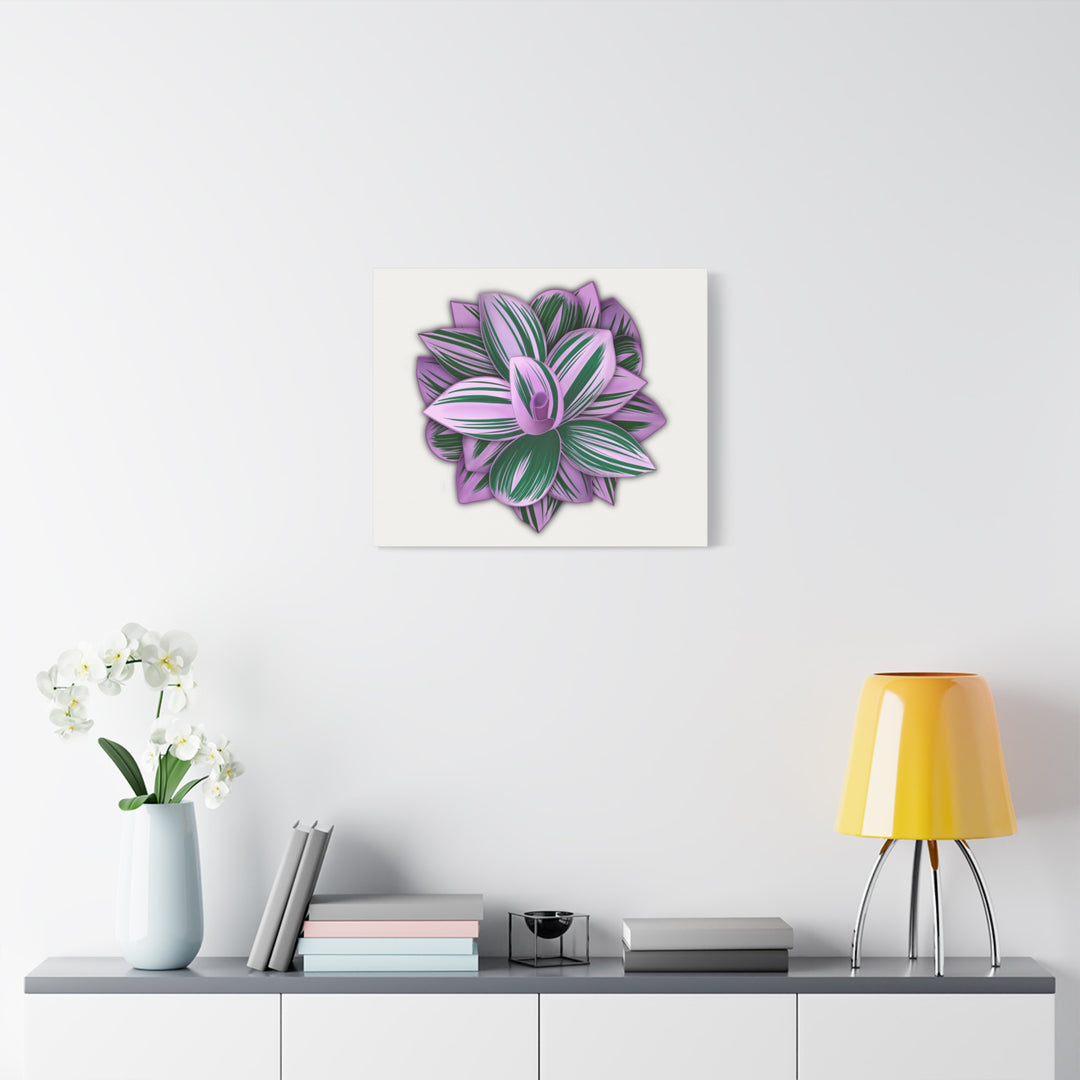Tradescantia Nanouk Canvas Botanical Wall Art Print Pink Green Foliage On Stretched Cotton Canvas