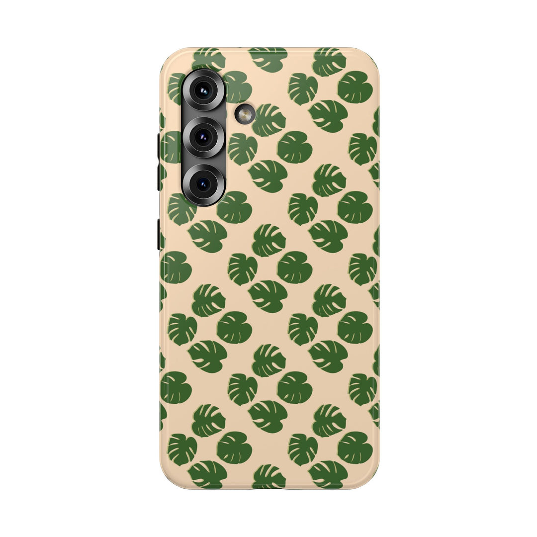 Monstera Pattern Phone Case – Dual Layer Protective Cover