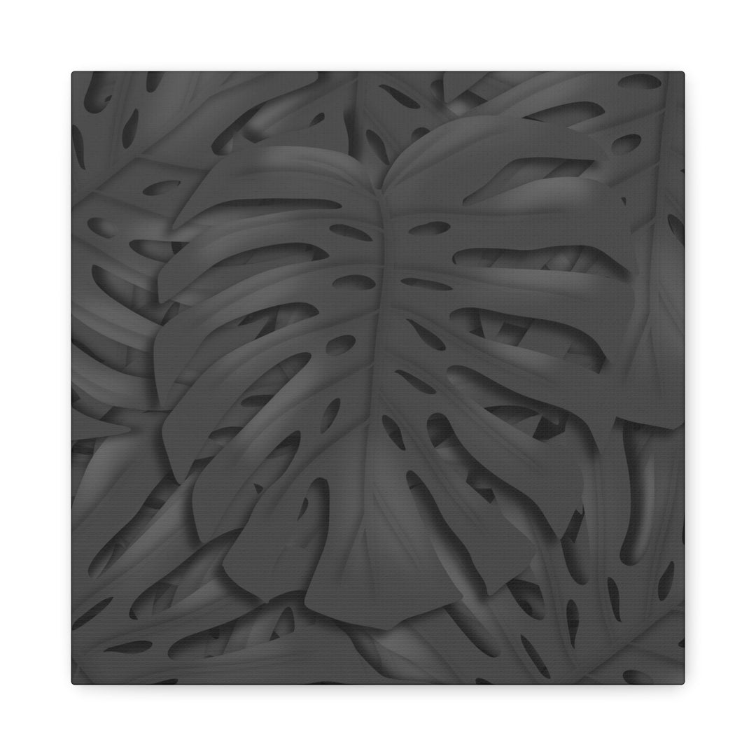 Charcoal Monstera Canvas Wall Art Matte Stretched 1.25 Inch Thick Plant Leaf Decor