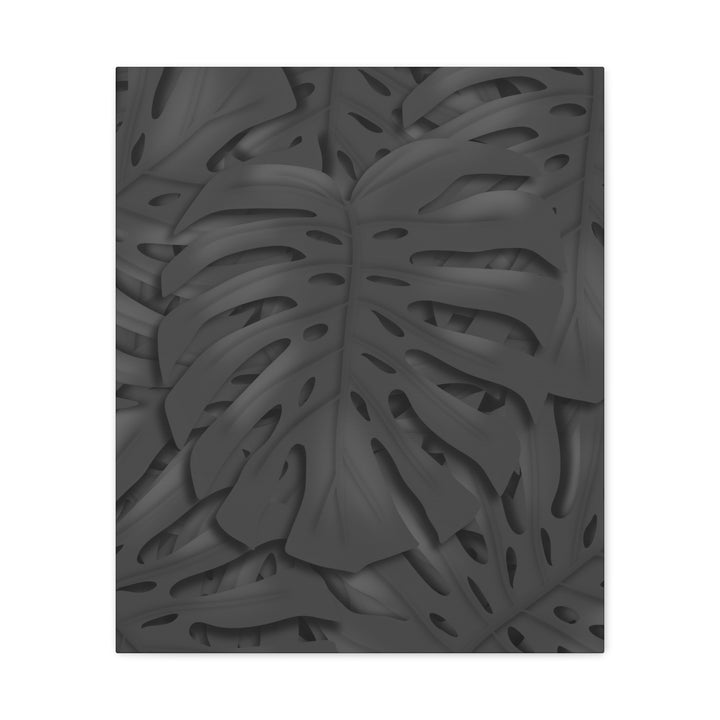 Charcoal Monstera Canvas Wall Art Matte Stretched 1.25 Inch Thick Plant Leaf Decor