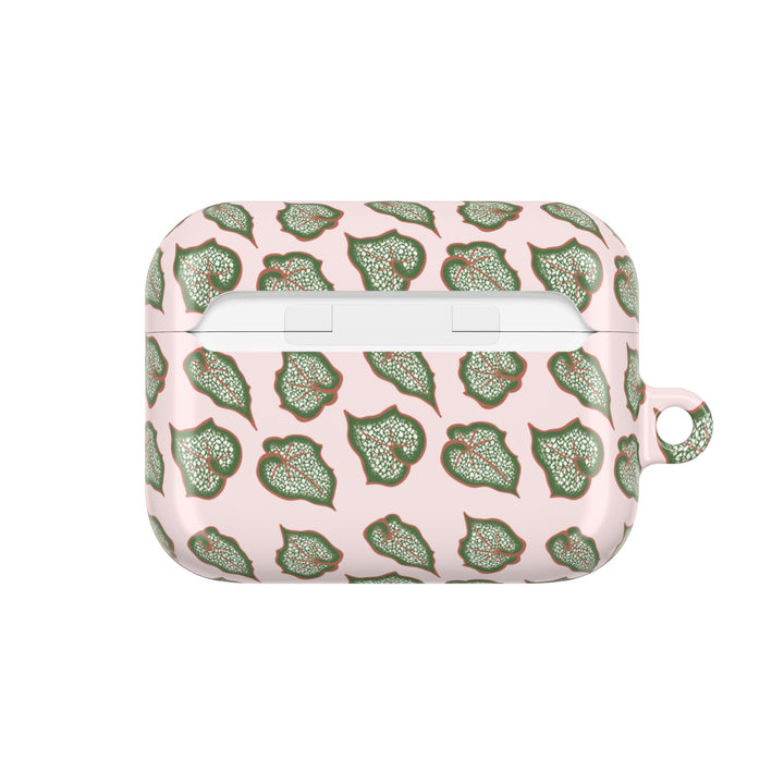 Begonia Pattern AirPod Case With Glossy Plant Design Wireless Charging Compatible Lightweight Polycarbonate Shell