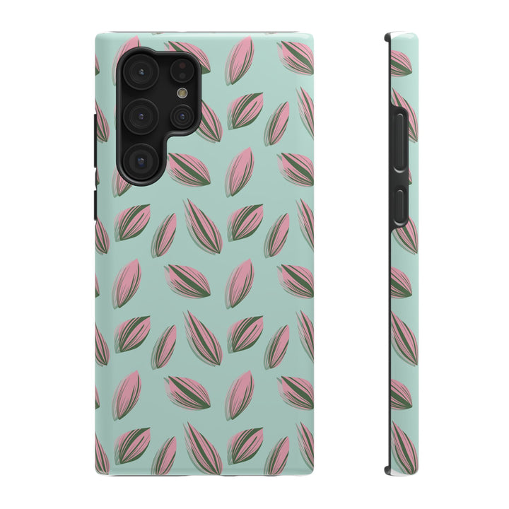 Tradescantia Nanouk Pattern Dual-Layer Impact-Resistant Phone Case Green Botanical Protective Cover