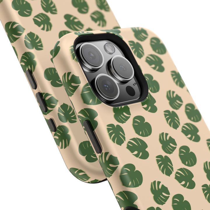 Monstera Pattern Phone Case – Dual Layer Protective Cover