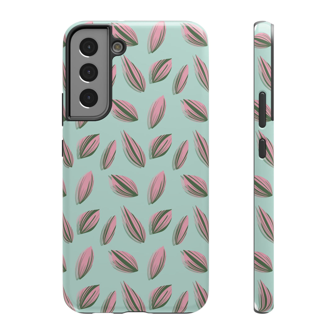 Tradescantia Nanouk Pattern Dual-Layer Impact-Resistant Phone Case Green Botanical Protective Cover