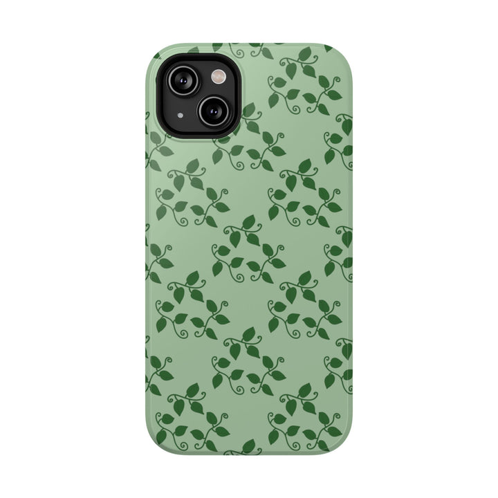 Pothos Pattern Impact Resistant Phone Case Green Botanical Protective Cover Full Wrap Print With Wireless Charging