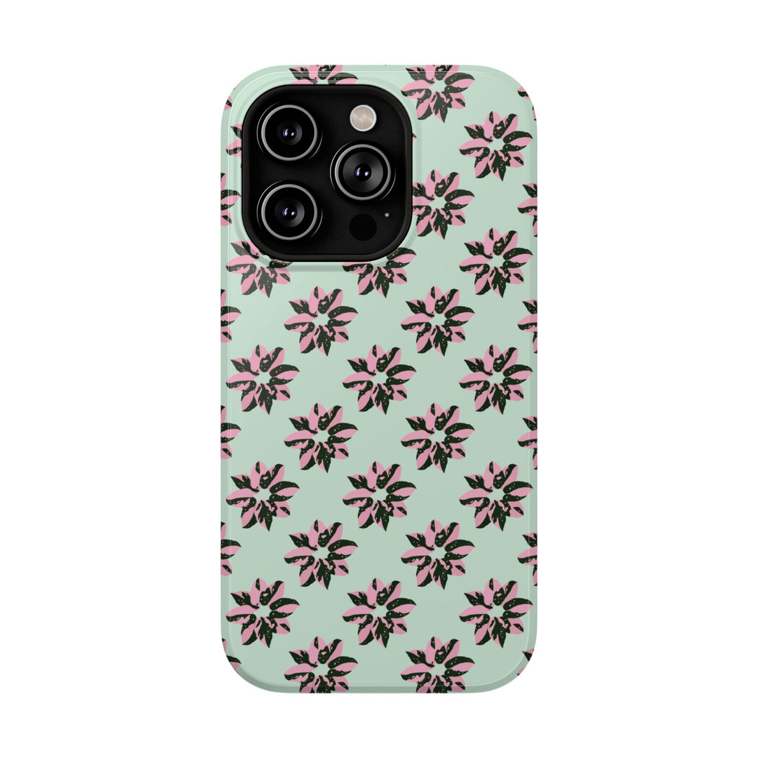 Pink Princess Philodendron Pattern Phone Case – Dual Layer Protective Cover by Printify