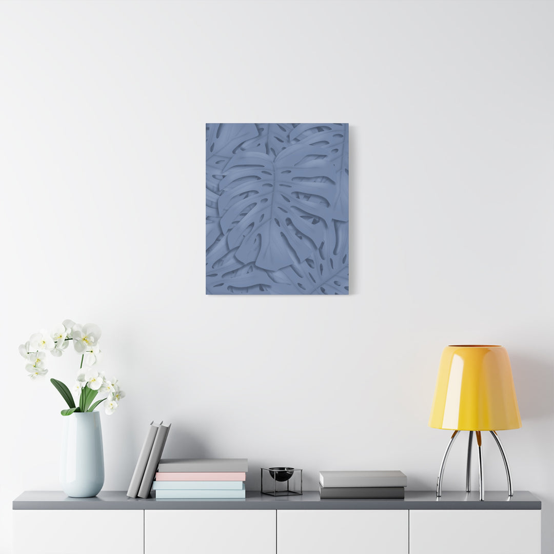 Monstera Canvas Art Blue Tropical Leaf Wall Art on Matte Cotton Canvas Print by The Potted Pixel