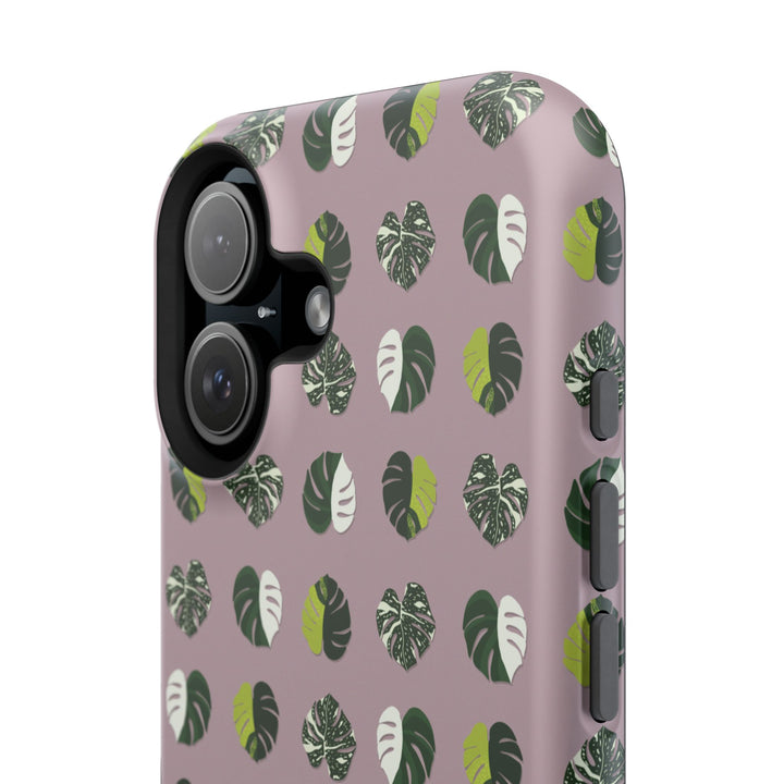 Variegated Monstera Pattern Phone Case – Dual Layer Protective Cover