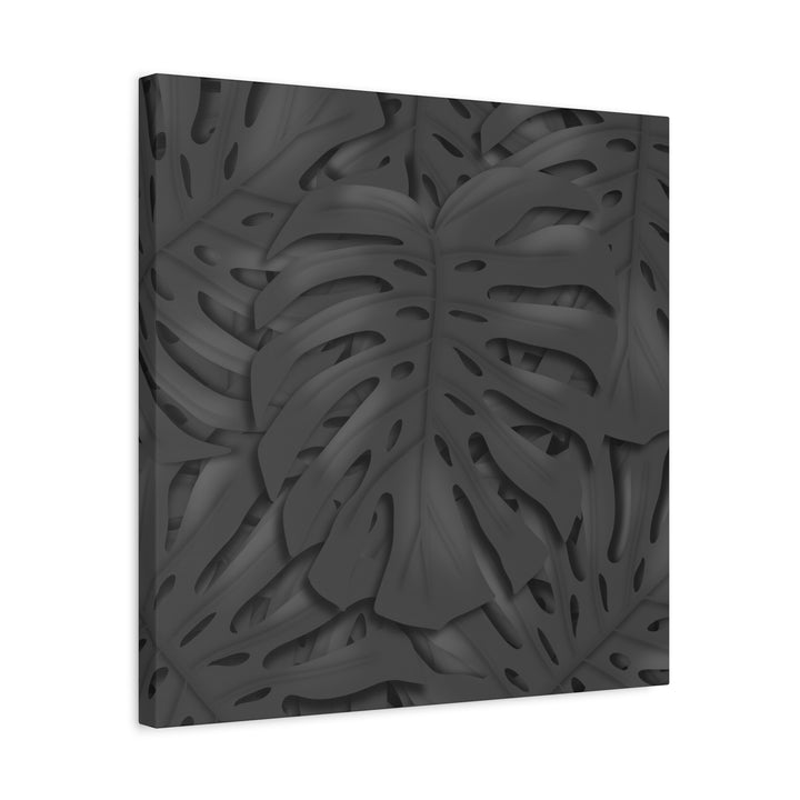 Charcoal Monstera Canvas Wall Art Matte Stretched 1.25 Inch Thick Plant Leaf Decor