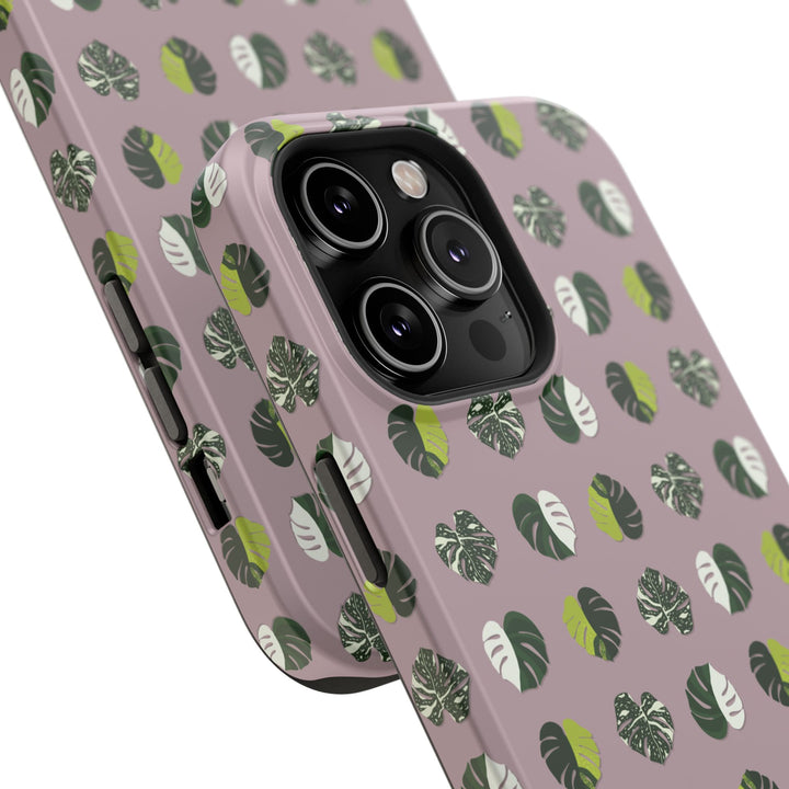 Variegated Monstera Pattern Phone Case – Dual Layer Protective Cover