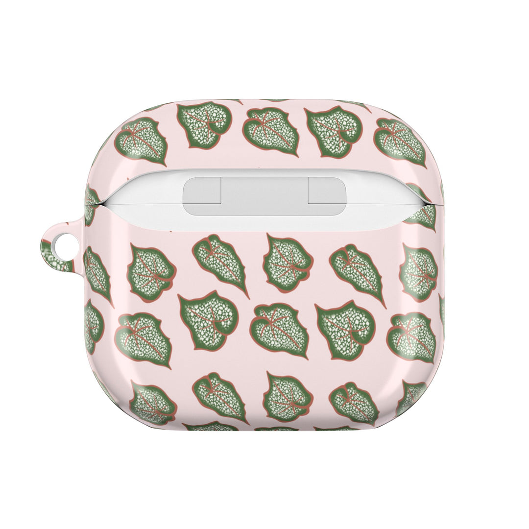 Begonia Pattern AirPod Case With Glossy Plant Design Wireless Charging Compatible Lightweight Polycarbonate Shell