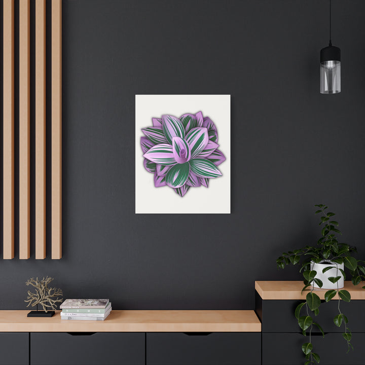 Tradescantia Nanouk Canvas Botanical Wall Art Print Pink Green Foliage On Stretched Cotton Canvas