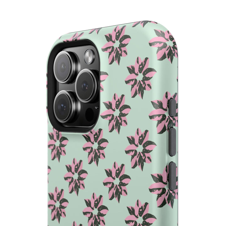 Pink Princess Philodendron Pattern Phone Case – Dual Layer Protective Cover