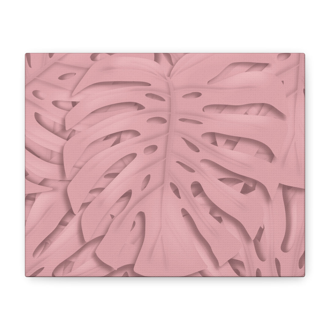 Monstera Canvas Art Soft Pink Botanical Wall Decor Matte Finish Print For Living Room