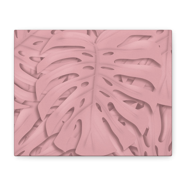 Monstera Canvas Art Soft Pink Botanical Wall Decor Matte Finish Print For Living Room