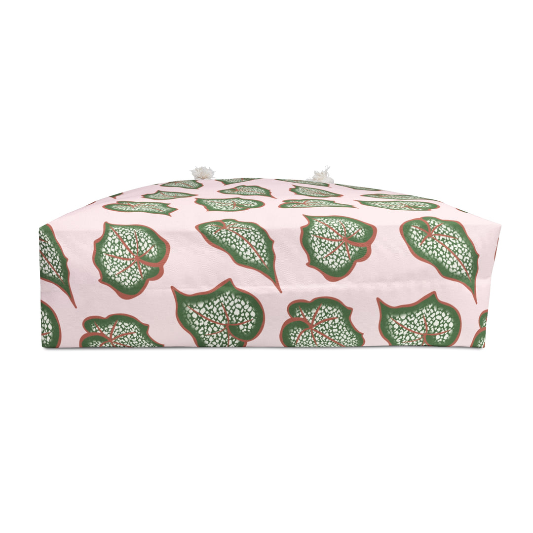 Begonia Pattern Weekender Bag All Over Print Rope Handles Tote Large Beach Duffel Bag