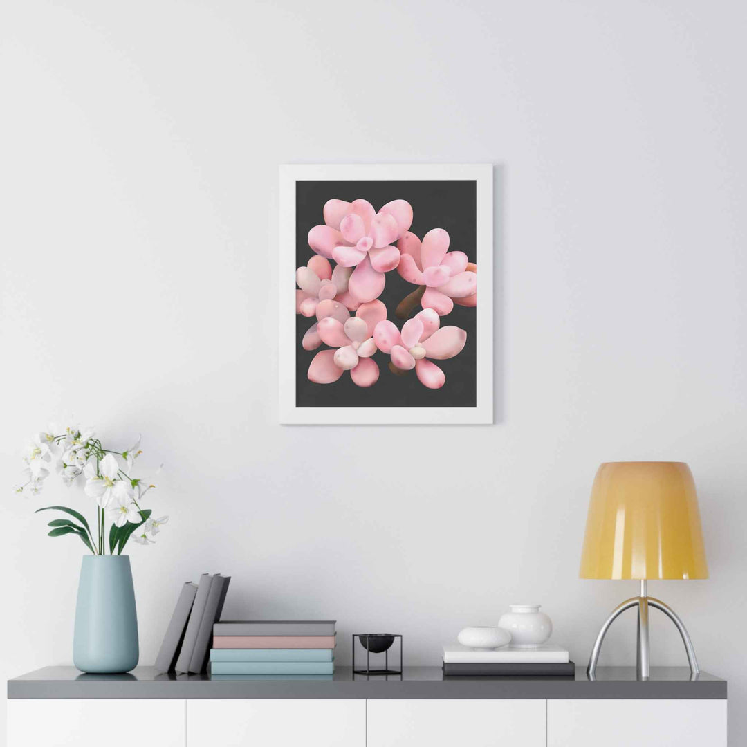 Pink Moonstone Succulent Framed Poster Vertical Botanical Wall Art