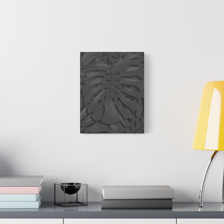 Charcoal Monstera Canvas Wall Art Matte Stretched 1.25 Inch Thick Plant Leaf Decor