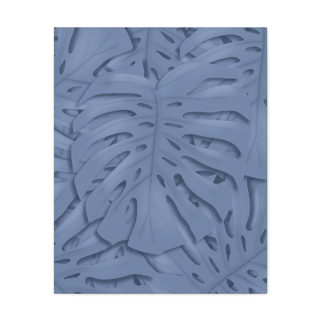 Monstera Canvas Art Blue Tropical Leaf Wall Art on Matte Cotton Canvas Print by The Potted Pixel