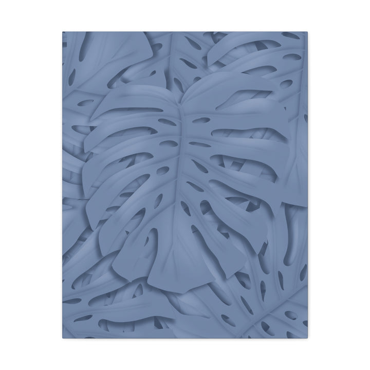Monstera Canvas Art Blue Tropical Leaf Wall Art on Matte Cotton Canvas Print by The Potted Pixel