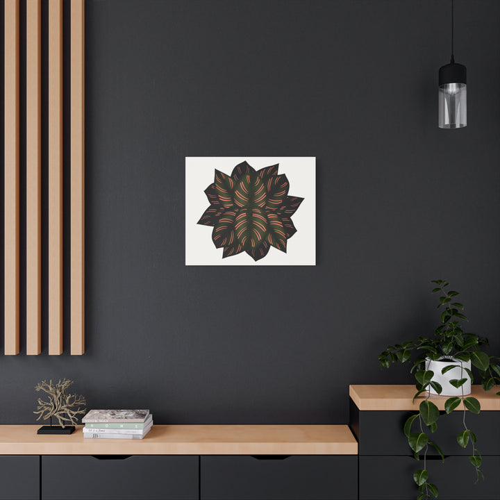 Calathea Pinstripe Canvas Botanical Wall Art Print On Stretched Cotton Canvas For Living Room Decor