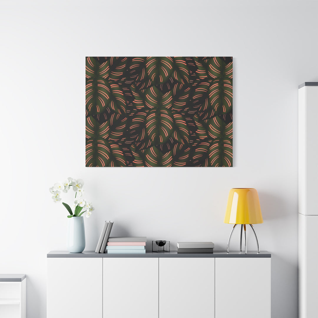 Calathea Pinstripe Canvas Print With Matte Finish Stretched Botanical Wall Art For Living Room Decor
