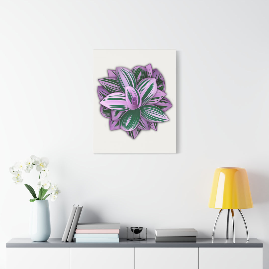 Tradescantia Nanouk Canvas Botanical Wall Art Print Pink Green Foliage On Stretched Cotton Canvas